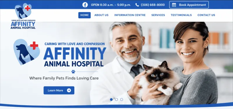 Affinity Animal Hospital website homepage