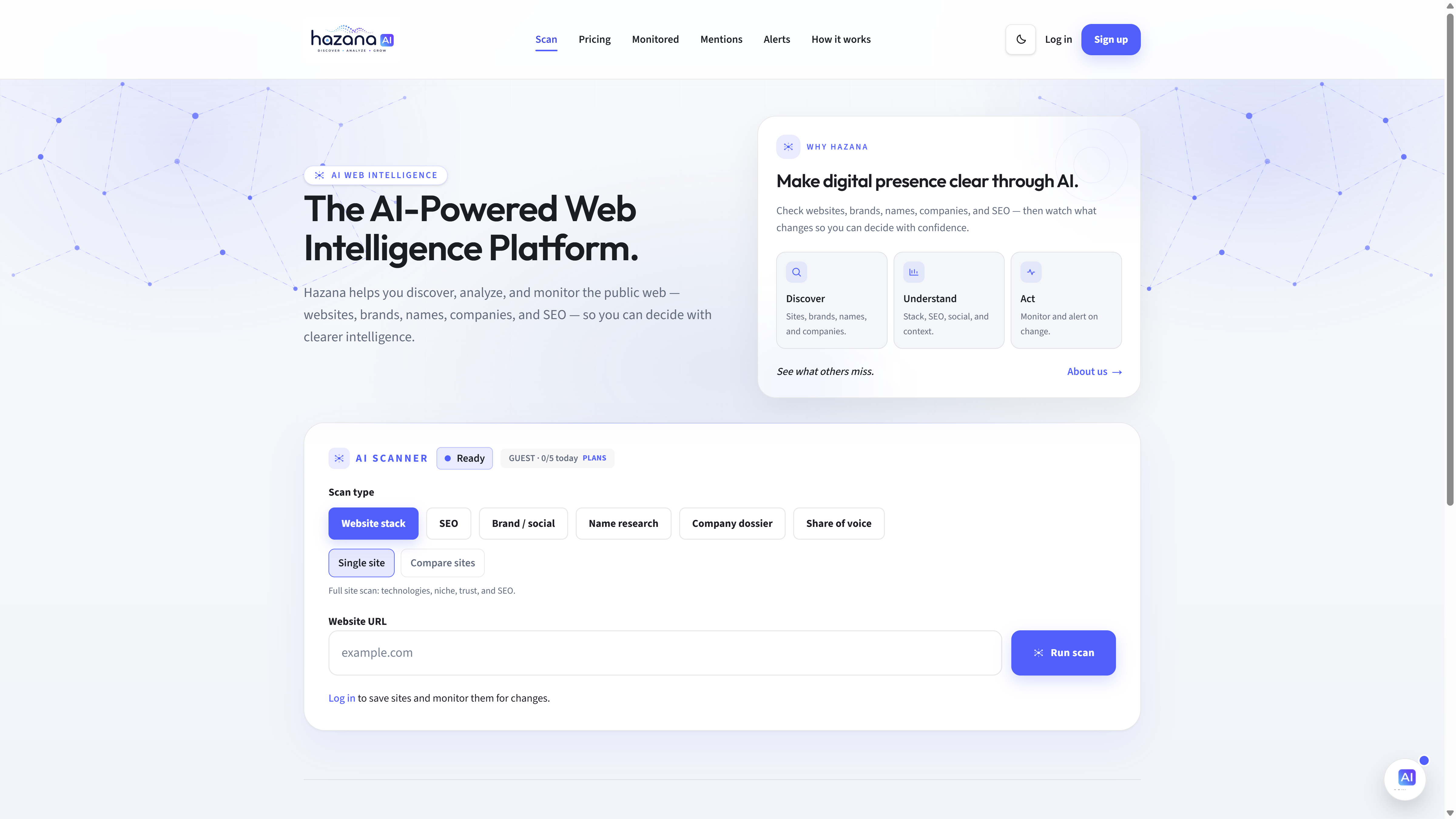 Hazana AI — AI-powered web intelligence platform